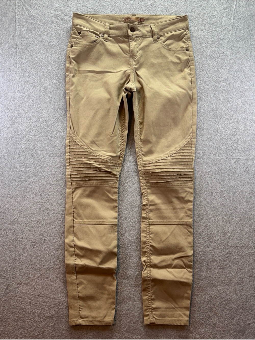Prana Pants Women Sz 6 Tan Moto Biker Style Skinny Fit